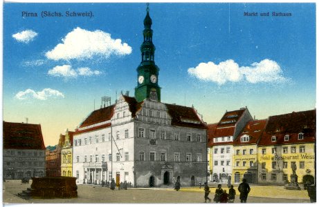 17716-Pirna-1914-Markt und Rathaus-Brück & Sohn Kunstverlag