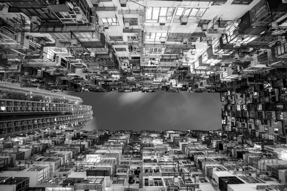 Perspective upward black and white