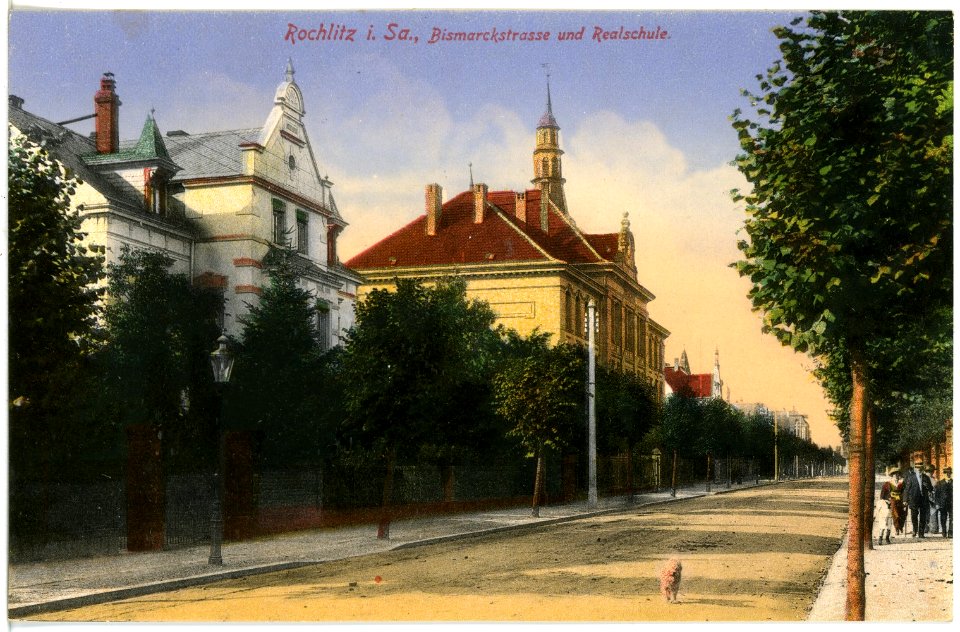 17375-Rochlitz-1914-Bismarckstraße und Realschule-Brück & Sohn Kunstverlag