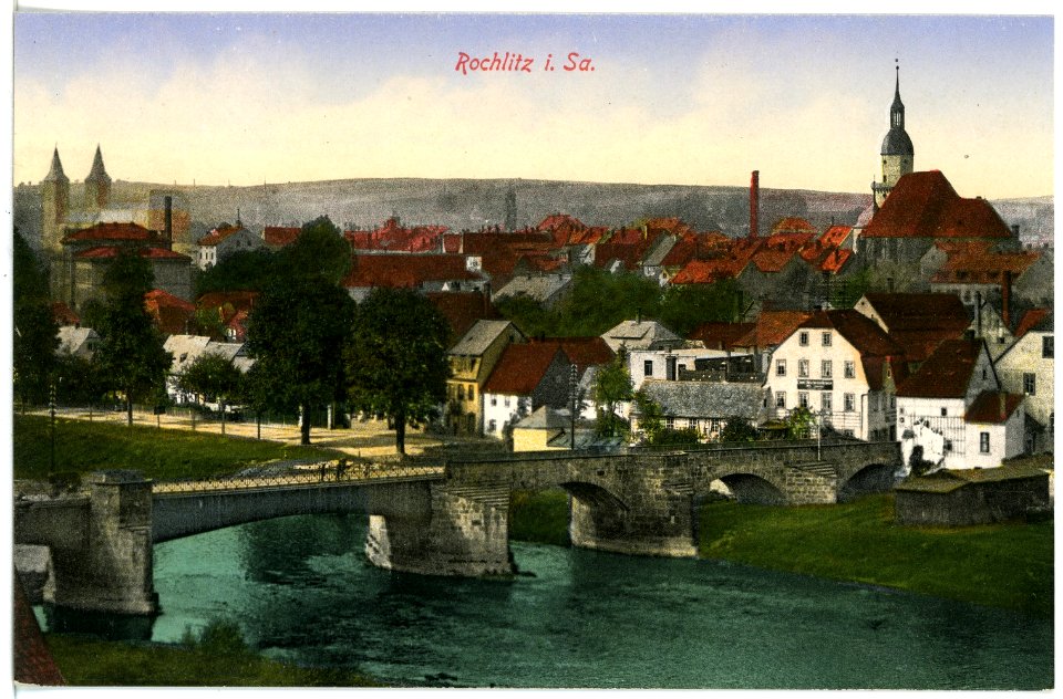 17316-Rochlitz-1914-Blick auf Rochlitz mit Muldenbrücke-Brück & Sohn Kunstverlag