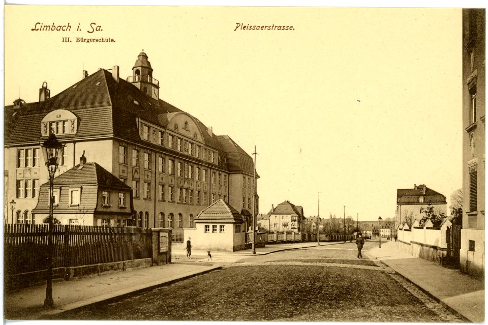 17613-Limbach-1914-Pleißaer Straße und III. Bürgerschule-Brück & Sohn Kunstverlag