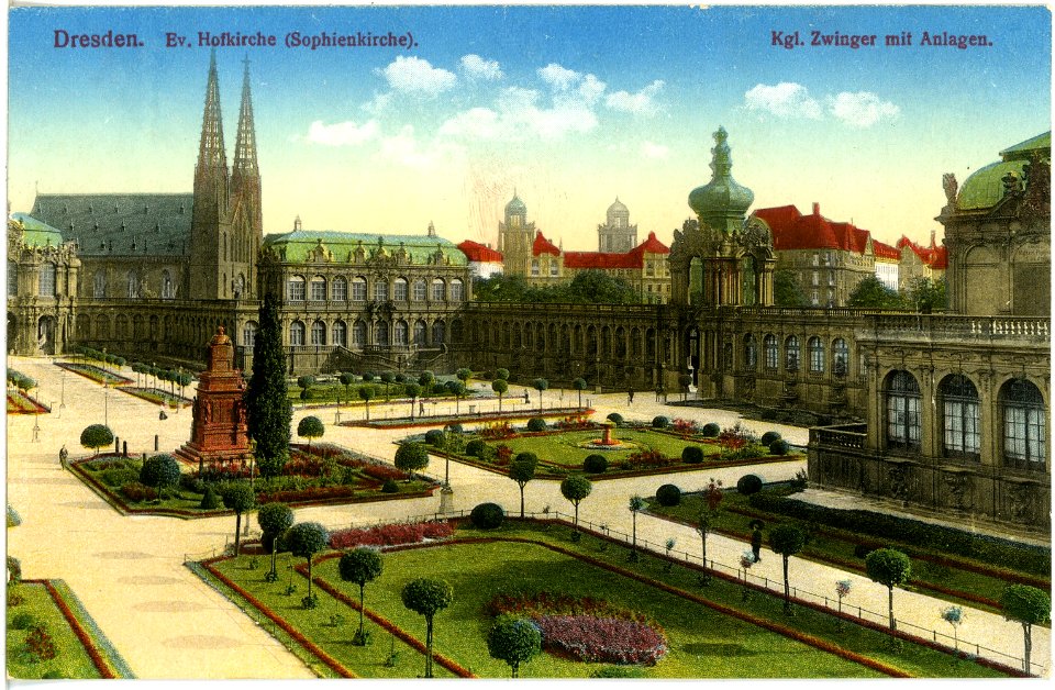 17996-Dresden-1914-Königlicher Zwinger mit Anlagen, Sophienkirche-Brück & Sohn Kunstverlag