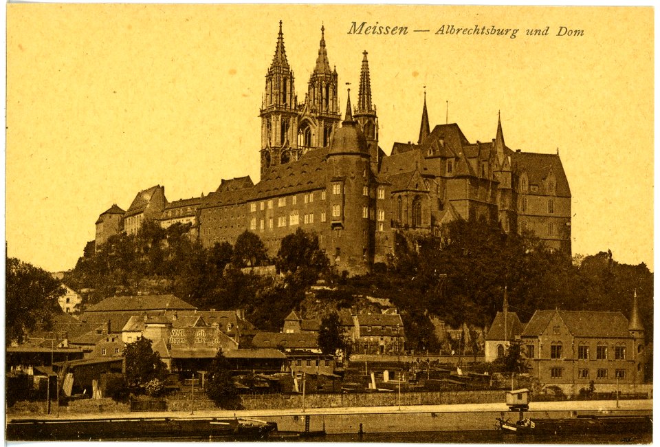17931-Meißen-1914-Albrechtsburg und Dom von der Elbe aus-Brück & Sohn Kunstverlag