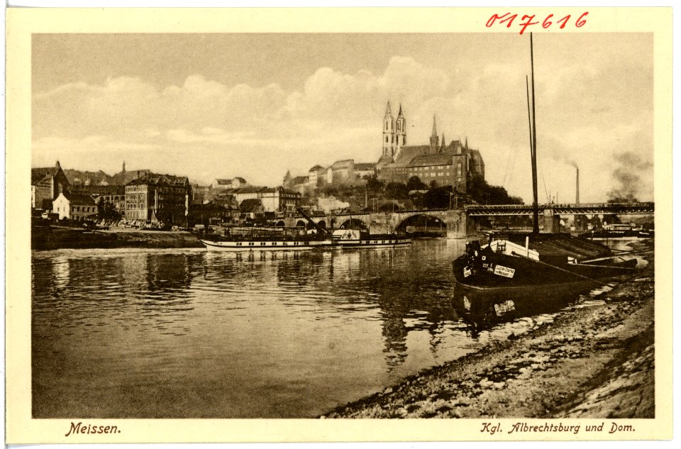 17616-Meißen-1914-Burgberg - Elbe mit Dampfer Graf Moltke-Brück & Sohn Kunstverlag