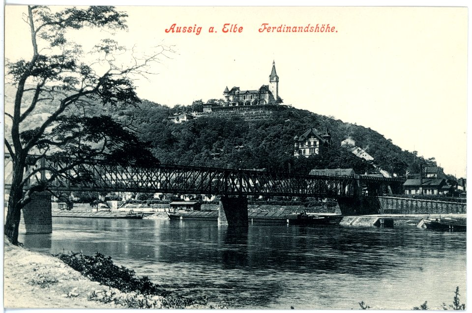 18183-Aussig-1914-Elbbrücke und Ferdinandshöhe-Brück & Sohn Kunstverlag