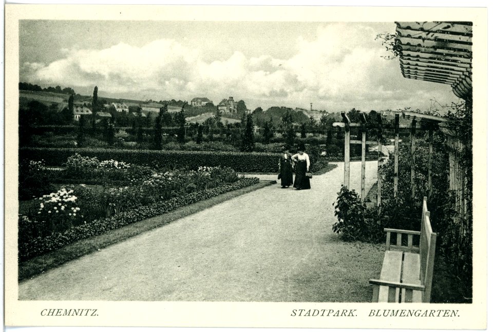 18049-Chemnitz-1914-Im Stadtpark - Blumengarten-Brück & Sohn Kunstverlag