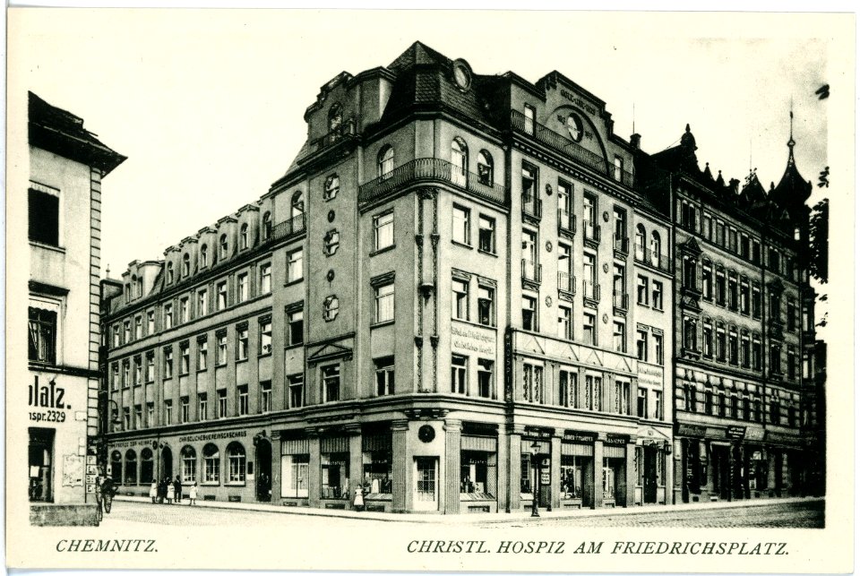18044-Chemnitz-1914-Christliches Hospiz am Friedrichsplatz-Brück & Sohn Kunstverlag
