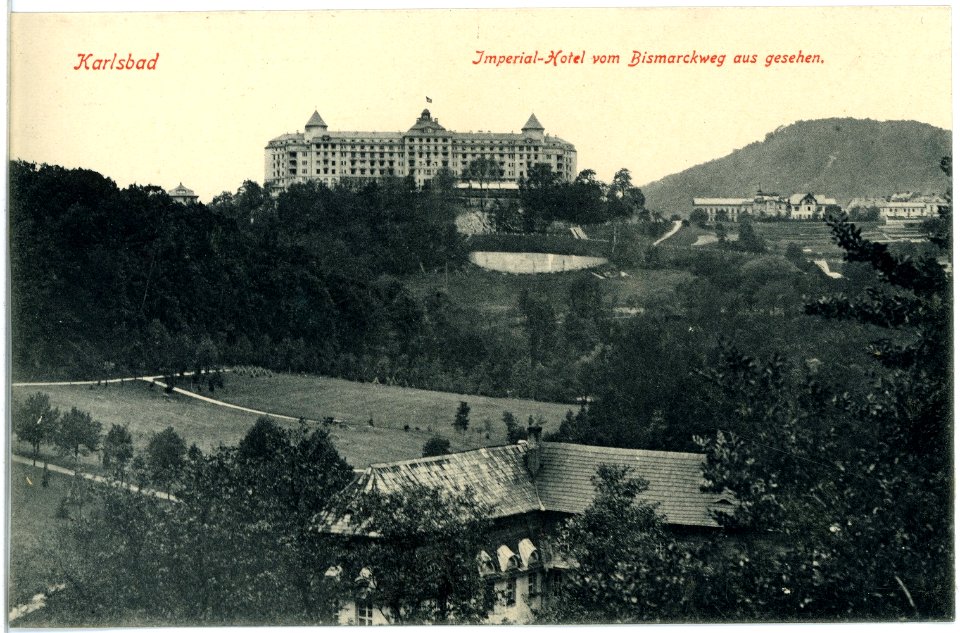 18021-Karlsbad-1914-Blick zum Hotel Imperial-Brück & Sohn Kunstverlag