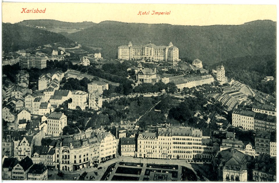 18090-Karlsbad-1914-Blick auf Karlsbad und Hotel Imperial-Brück & Sohn Kunstverlag