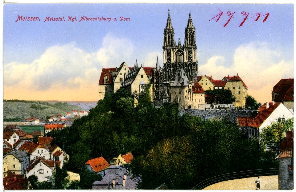 17711-Meißen-1914-Unteres Meisatal mit Albrechtsburg und Dom-Brück & Sohn Kunstverlag