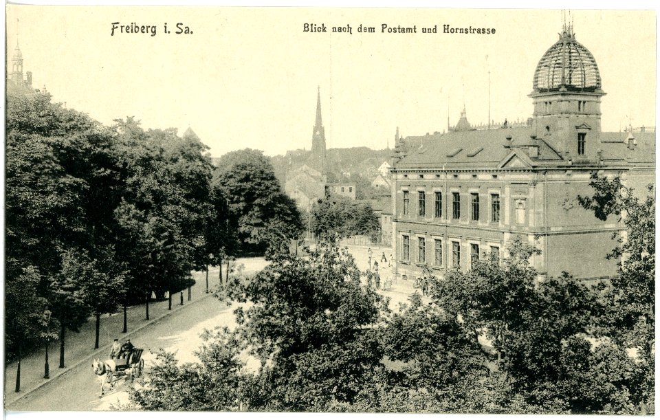 18006-Freiberg-1914-Postamt und Hornstraße-Brück & Sohn Kunstverlag