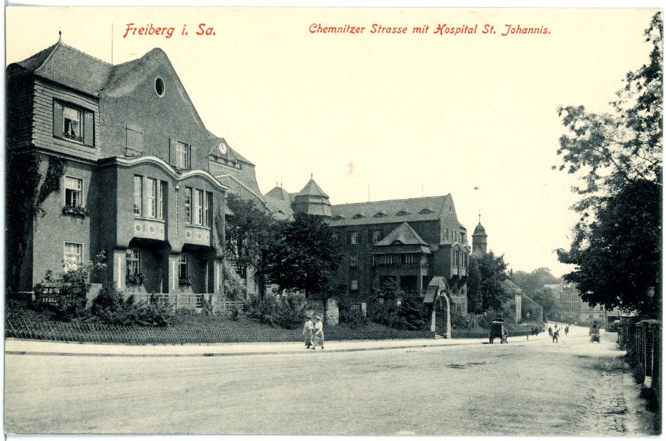 18008-Freiberg-1914-Chemnitzer Straße und Hospital-Brück & Sohn Kunstverlag