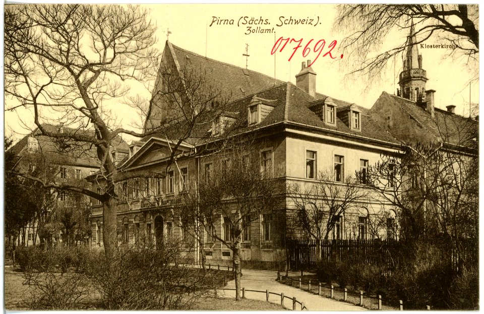 17692-Pirna-1914-Zollamt und Klosterkirche-Brück & Sohn Kunstverlag