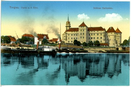 17599-Torgau-1914-Schloß Hartenfels - Elbe mit Schlepper-Brück & Sohn Kunstverlag