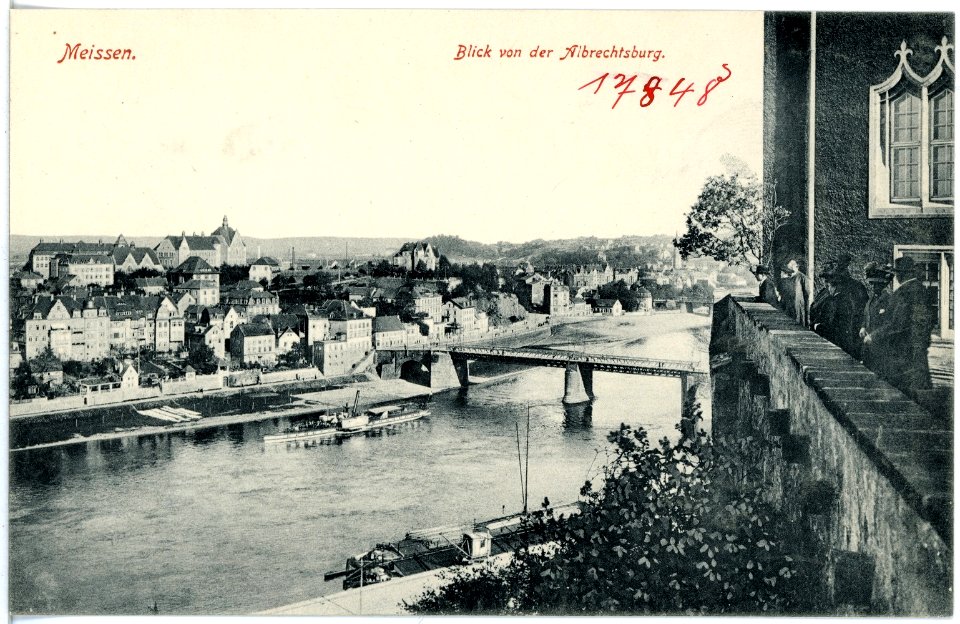 17848-Meißen-1914-Blick auf die Elbe mit Dampfer - Ratsweinberg-Brück & Sohn Kunstverlag