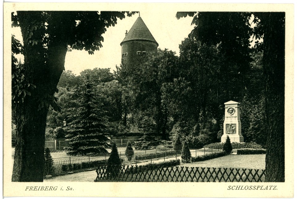 18060-Freiberg-1914-Schloßplatz mit Winklerdenkmal-Brück & Sohn Kunstverlag