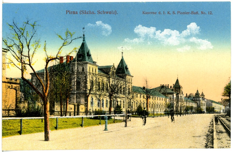 17719-Pirna-1914-Kaserne des 1. Königlich Sächsischen Pionier-Bataillon Nr. 12-Brück & Sohn Kunstverlag