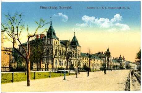 17719-Pirna-1914-Kaserne des 1. Königlich Sächsischen Pionier-Bataillon Nr. 12-Brück & Sohn Kunstverlag