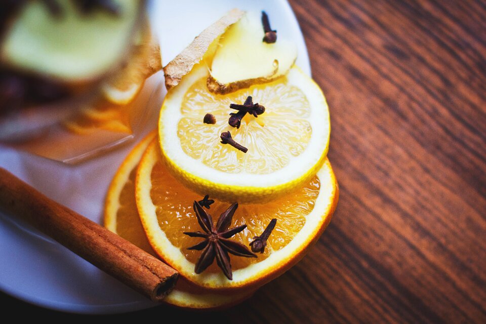 Lemon slices cinnamon