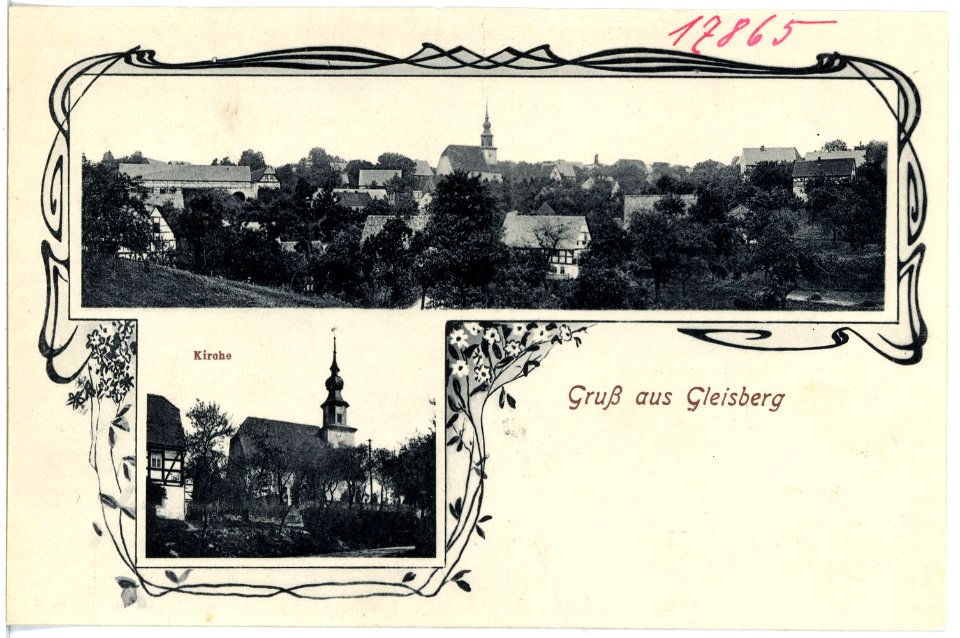 17865-Gleisberg-1914-Blick auf Gleisberg mit Kirche - bei Roßwein-Brück & Sohn Kunstverlag