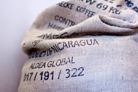 Burlap sack coffee photo