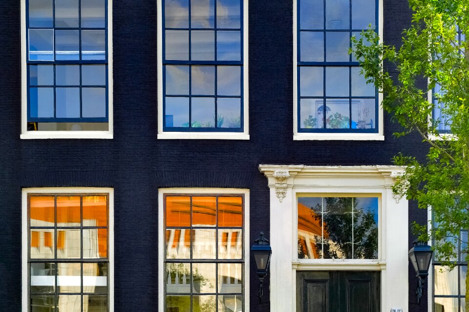 Brick painted brick facade