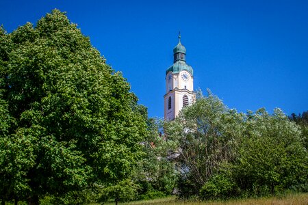 Church bavarian village steeple
