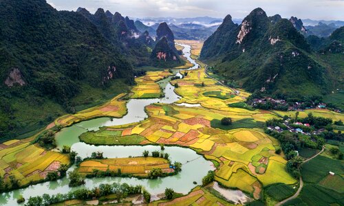 Vietnam river fields photo