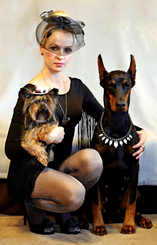 Blonde woman elegant black
