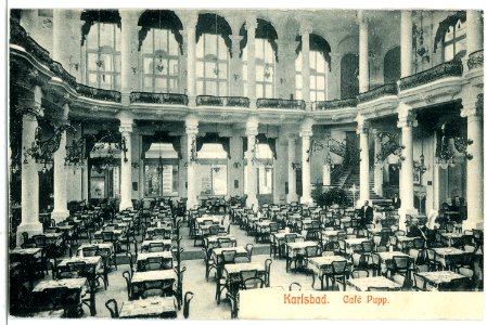 07547-Karlsbad-1906-Cafe Pupp - Innenansicht-Brück & Sohn Kunstverlag