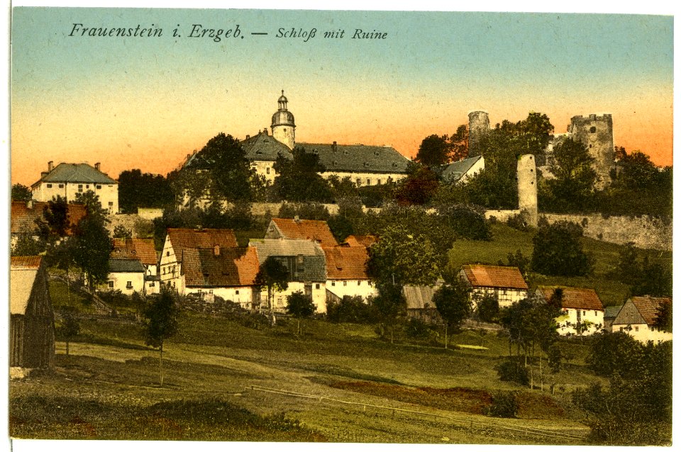07423-Frauenstein-1906-Schloß mit Ruine-Brück & Sohn Kunstverlag