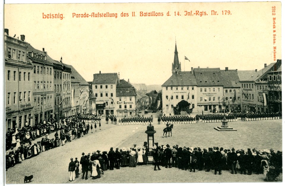 07312-Leisnig-1906-Paradeaufstellung des II. Bataillon des 14. Infanterie-Regiment Nr. 179-Brück & Sohn Kunstverlag