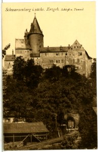 07409-Schwarzenberg-1906-Schloß und Tunnel-Brück & Sohn Kunstverlag
