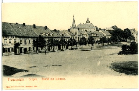 07422-Frauenstein-1906-Markt mit Rathaus-Brück & Sohn Kunstverlag
