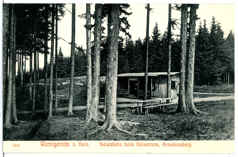 07564-Wernigerode-1906-Schutzhütte beim Kaiserturm, Armeleuteberg-Brück & Sohn Kunstverlag