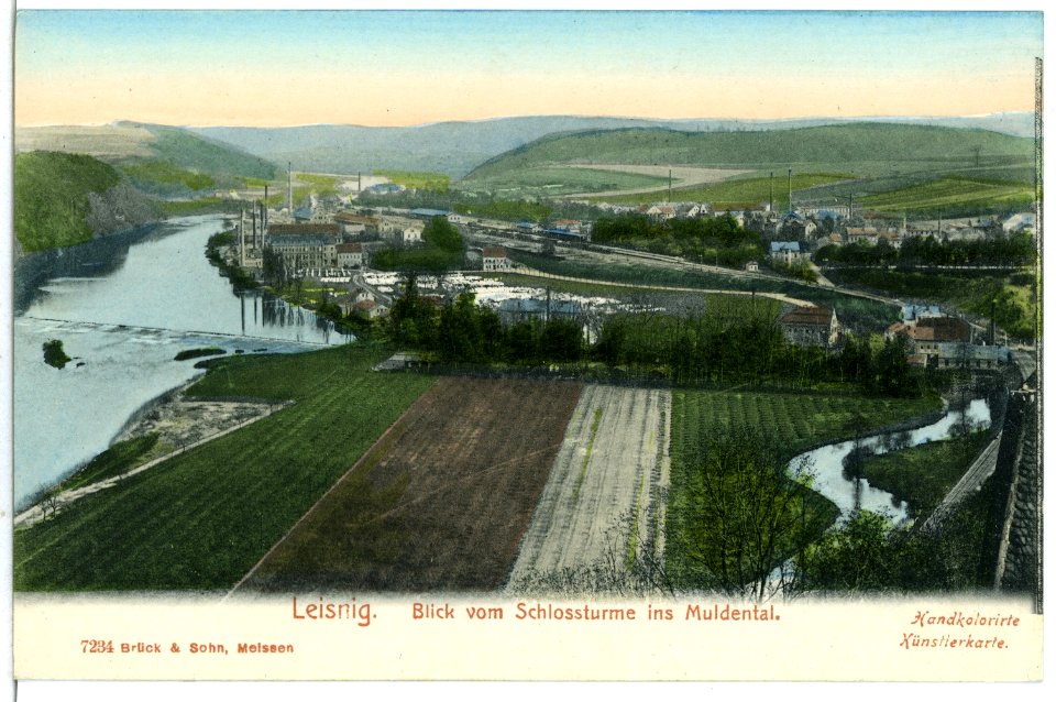 07234-Leisnig-1906-Blick vom Schloßturm ins Muldental-Brück & Sohn Kunstverlag