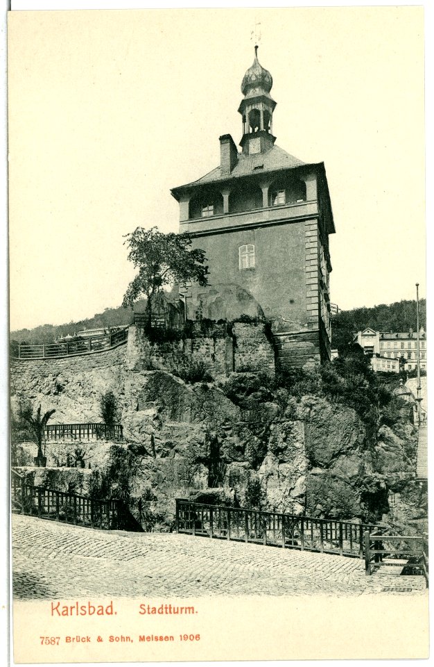 07587-Karlsbad-1906-Stadtturm-Brück & Sohn Kunstverlag