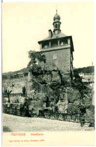 07587-Karlsbad-1906-Stadtturm-Brück & Sohn Kunstverlag