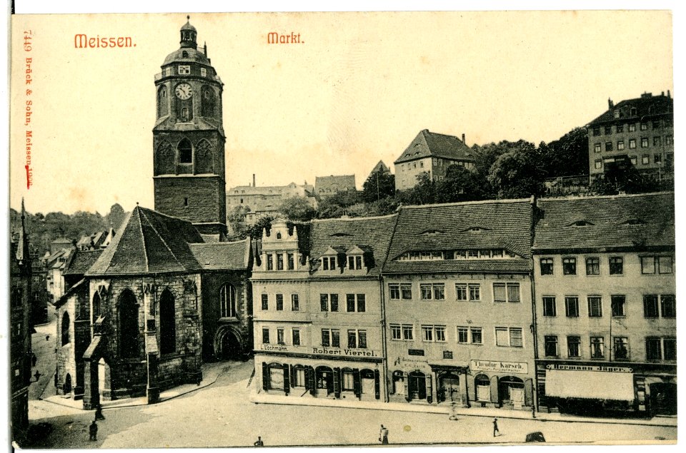 07449-Meißen-1906-Markt mit Frauenkirche-Brück & Sohn Kunstverlag