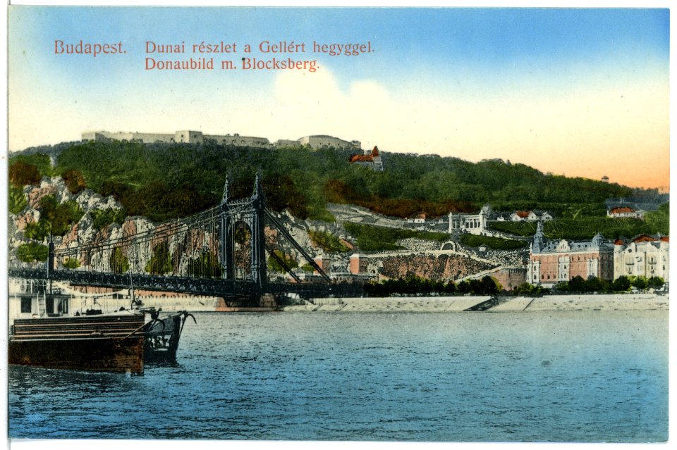 07366-Budapest-1906-Donaubild mit Blocksberg-Brück & Sohn Kunstverlag