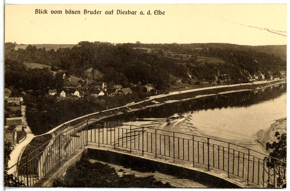07294-Diesbar-1906-Elbe mit Dampfer vom bösen Bruder-Brück & Sohn Kunstverlag