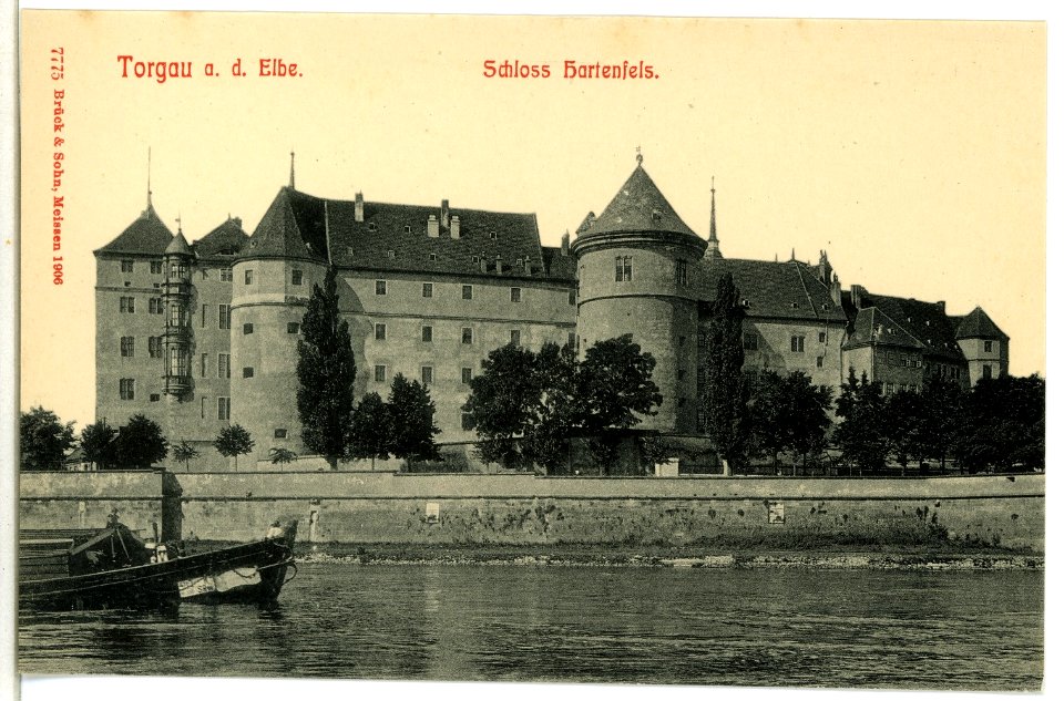 07775-Torgau-1906-Schloß Hartenfels - Elbansicht-Brück & Sohn Kunstverlag