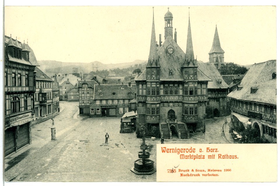 07555-Wernigerode-1906-Marktplatz mit Rathaus-Brück & Sohn Kunstverlag