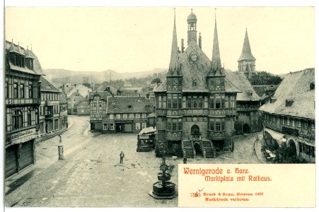07555-Wernigerode-1906-Marktplatz mit Rathaus-Brück & Sohn Kunstverlag