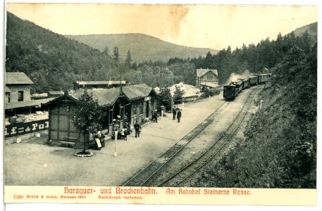 07560-Steinerne Renne-1906-Harzquer- und Brockenbahn, Bahnhof Steinerne Renne-Brück & Sohn Kunstverlag