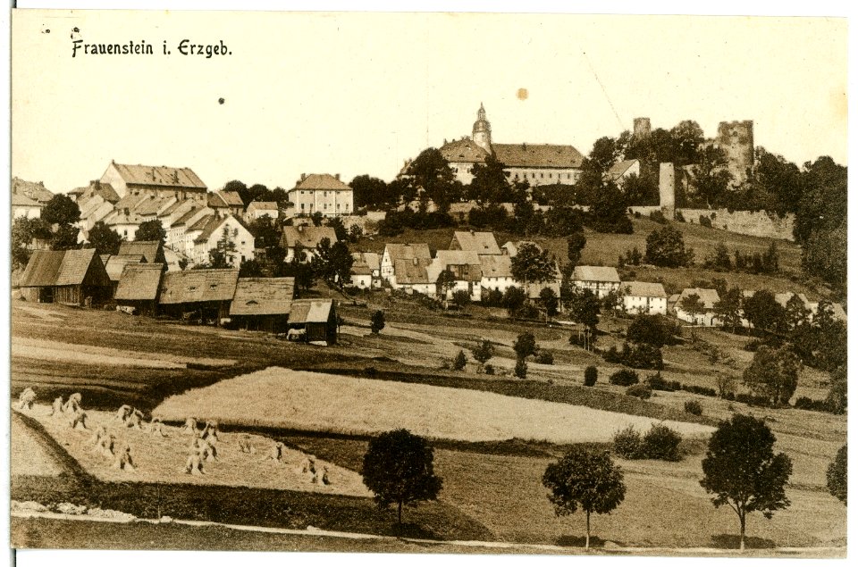 07425-Frauenstein-1906-Ortsüberblick-Brück & Sohn Kunstverlag