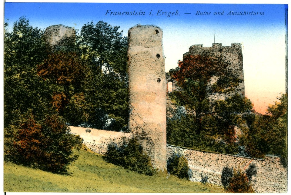 07427-Frauenstein-1906-Ruine und Aussichtsturm-Brück & Sohn Kunstverlag