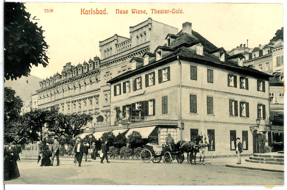 07538-Karlsbad-1906-Neue Wiese, Theatercafe-Brück & Sohn Kunstverlag