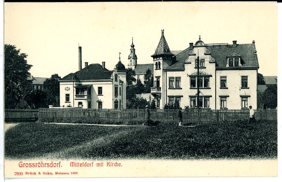 07899-Großröhrsdorf-1906-Mitteldorf mit Kirche-Brück & Sohn Kunstverlag