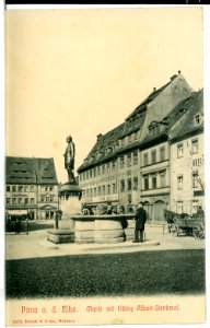 07873-Pirna-1906-Markt mit König Albert Denkmal-Brück & Sohn Kunstverlag